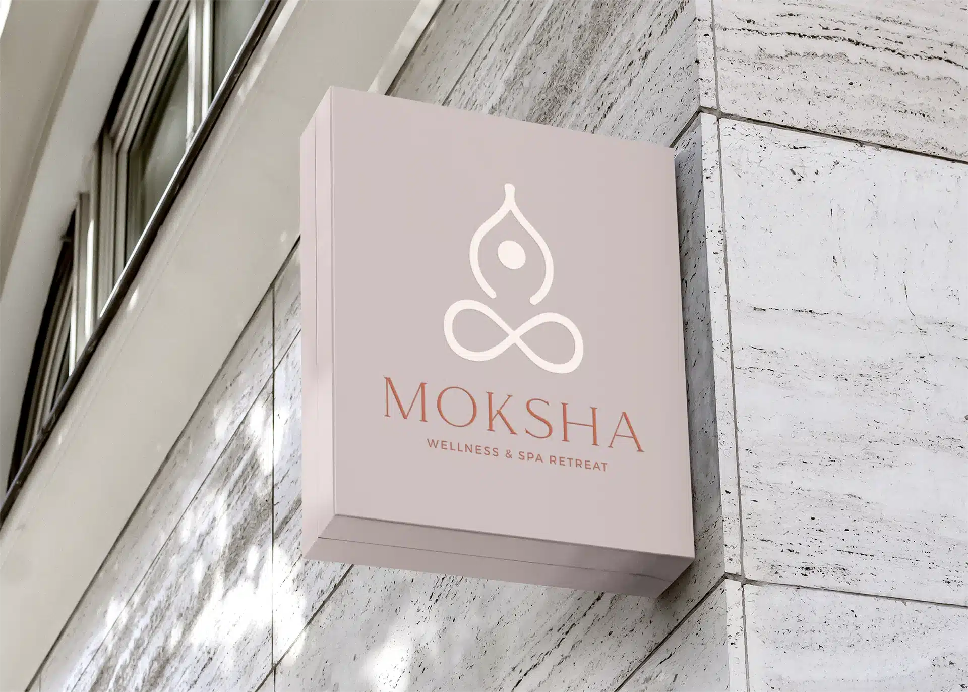 Moksha Wellness Spa brand identity, product packaging detail