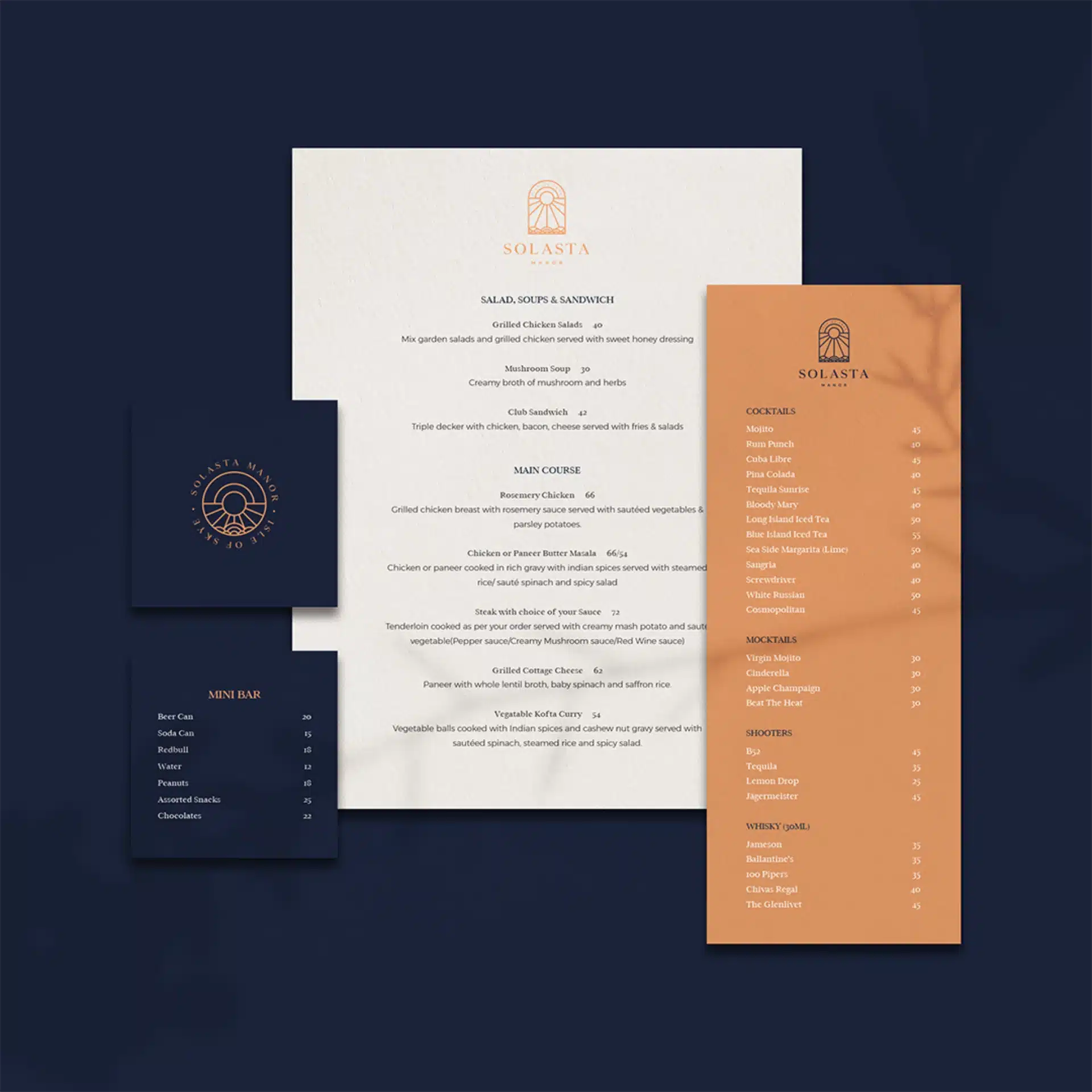 Solasta Manor boutique hotel brand identity, colour palette